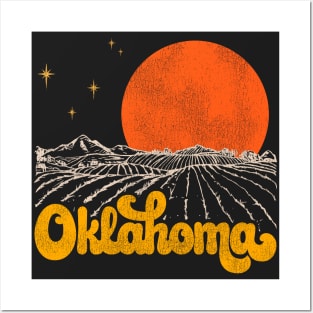 Vintage State of Oklahoma Mid Century Distressed Aesthetic Posters and Art